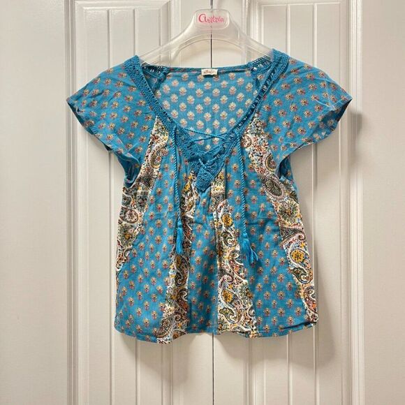 Hollister Boho Blouse Blue Floral - S - Picture 6 of 11